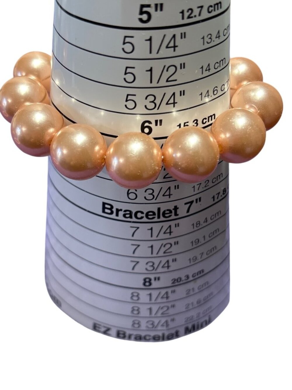 Vintage Chunky Pink Plastic Faux Pearl Beaded Stretchy Bracelet 6.25 inches